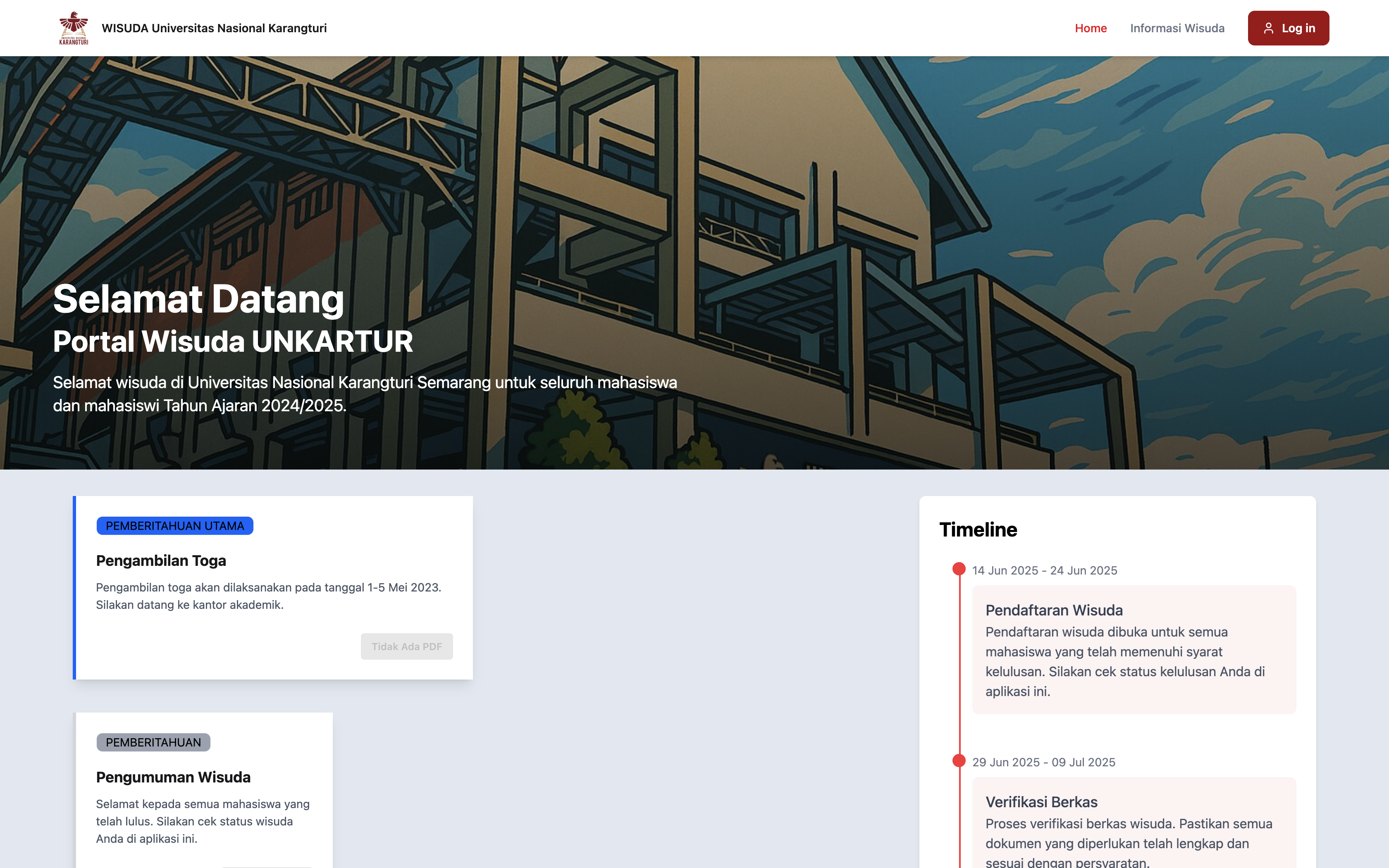 Screenshot of SIWIRA graduation management system dashboard